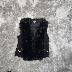 Black Faux Fur Vest S